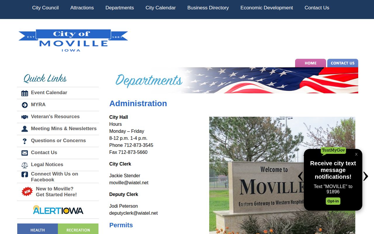 Official Moville administration and records contact page