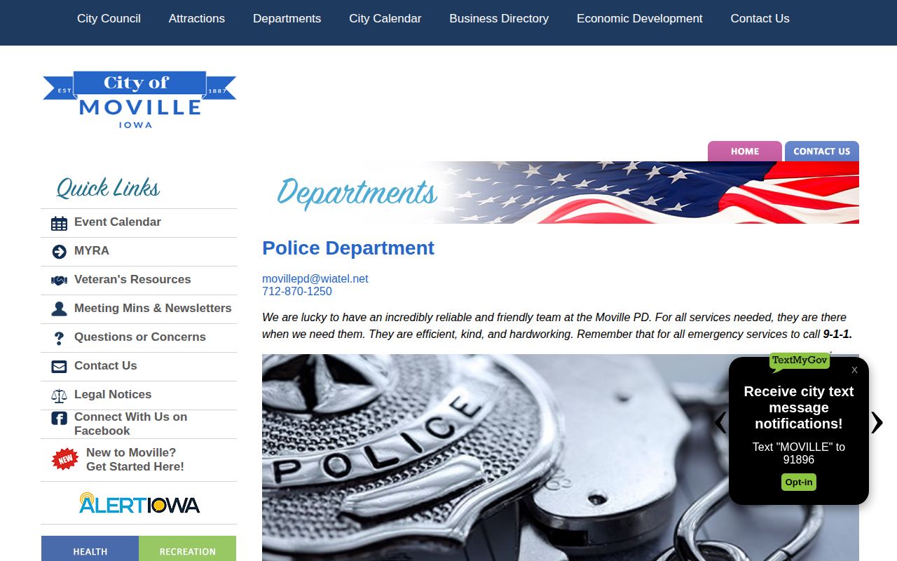 Official Moville Police Department information page